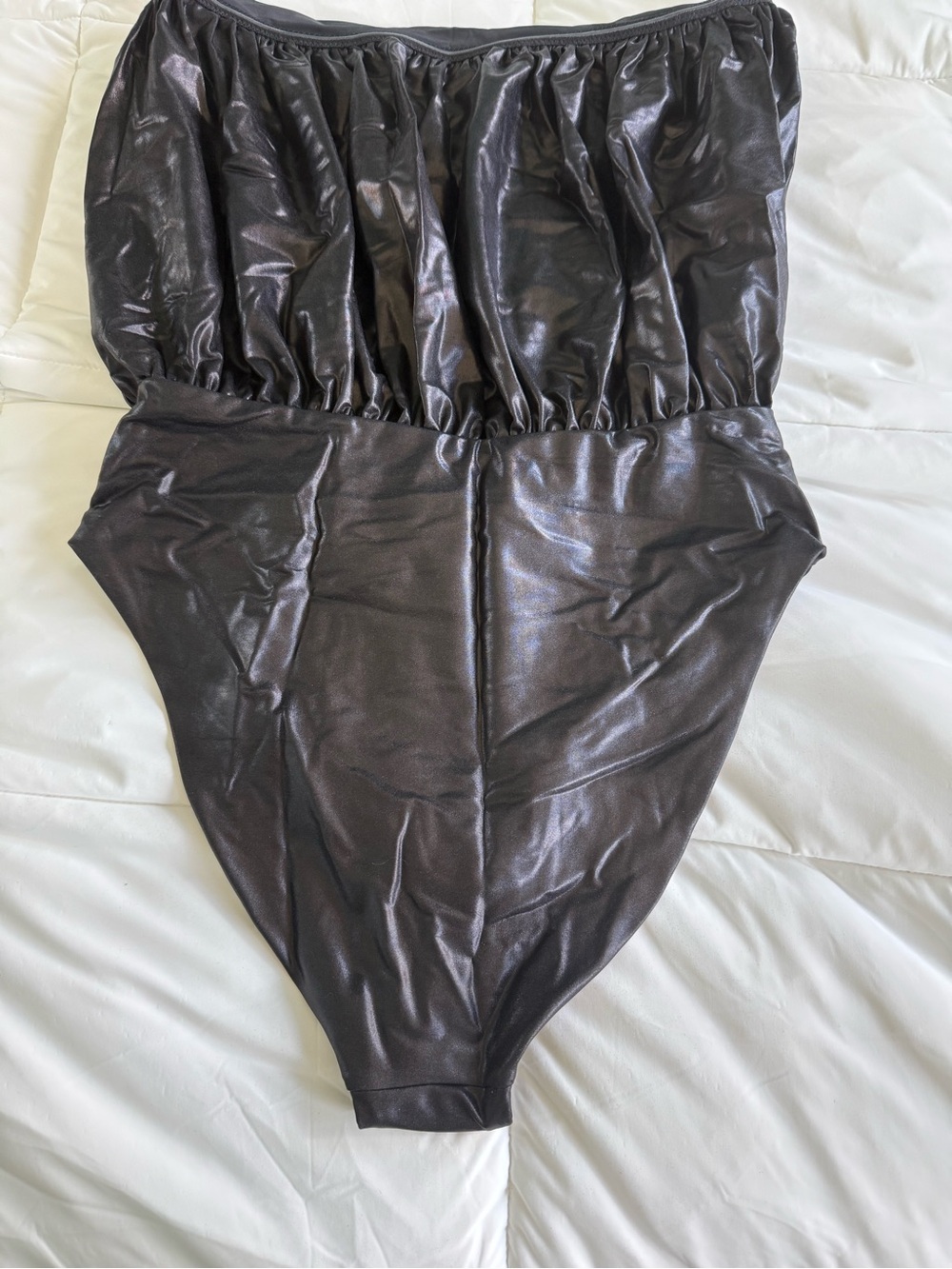 WeWoreWhat Shiny Black Girls One-Piece Bodysuit